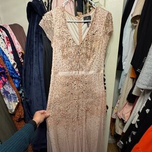 Adrianna Papell Beaded Maxi Dress in Light Pink